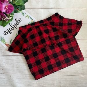 Buffalo Plaid Peplum Mini Skirt